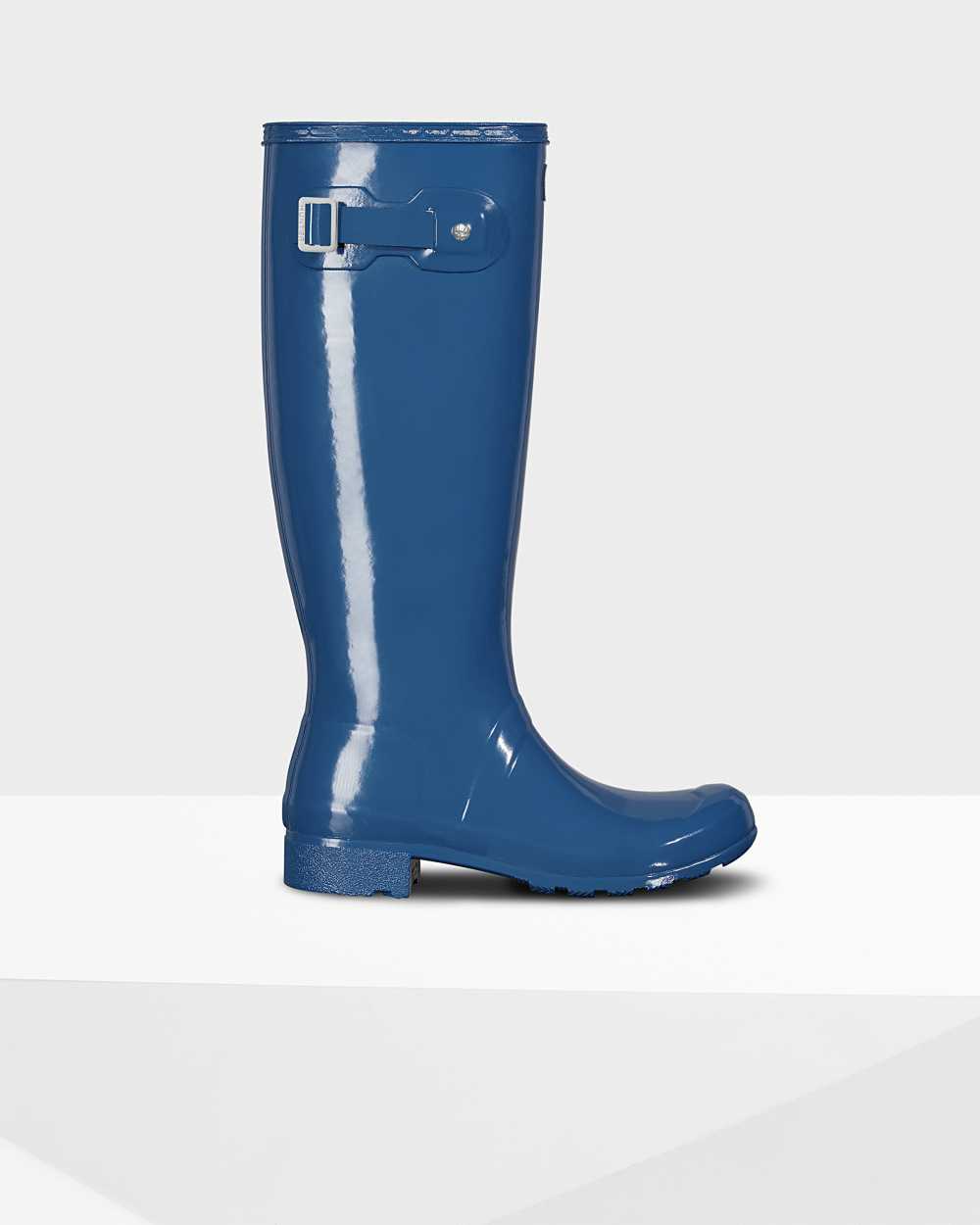 Botas De Agua Mujer - Hunter Original Tour Foldable Gloss Tall Azules - KAFQID-735 - Azules